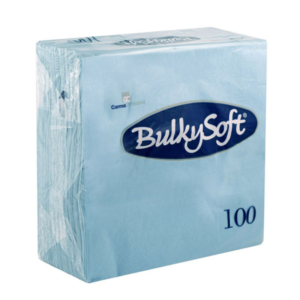 BULKY SOFT 2PLY 4 FOLD NAPKINS 33CM X 33CM 100/PK - LIGHT BLUE. 32380